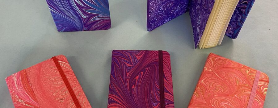 Covering Datebooks and/or Journals with Marbled Paper